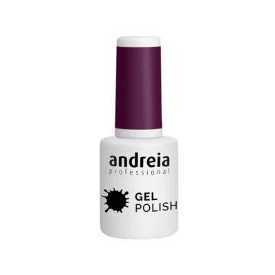 Verniz gel Andreia Professional Gel Polish em embalagem branca e roxa