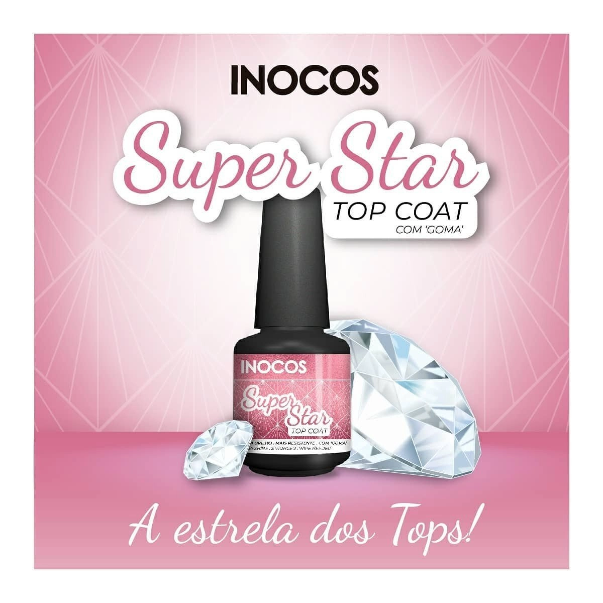 Verniz Gel Inocos Top Coat Super Star, 15 ml — imagem adicional